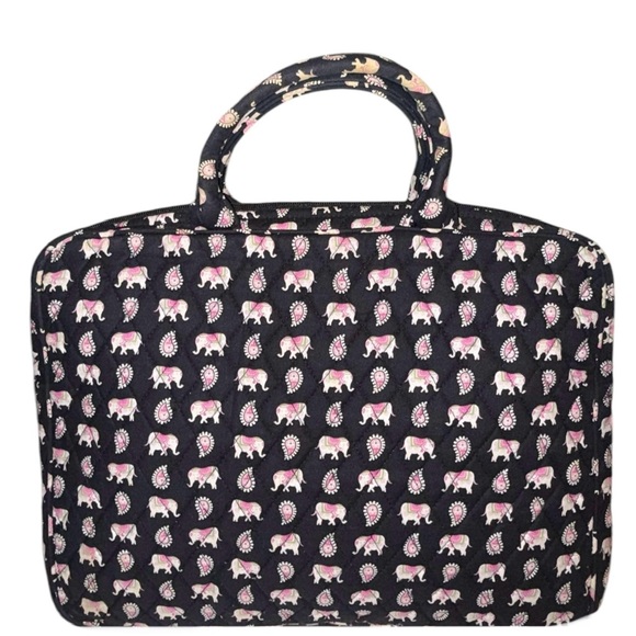 VERA BRADLEY 2pc Set - Quilted Pink Elephants Shoulder Bag and Laptop Case - EUC - Picture 5 of 6